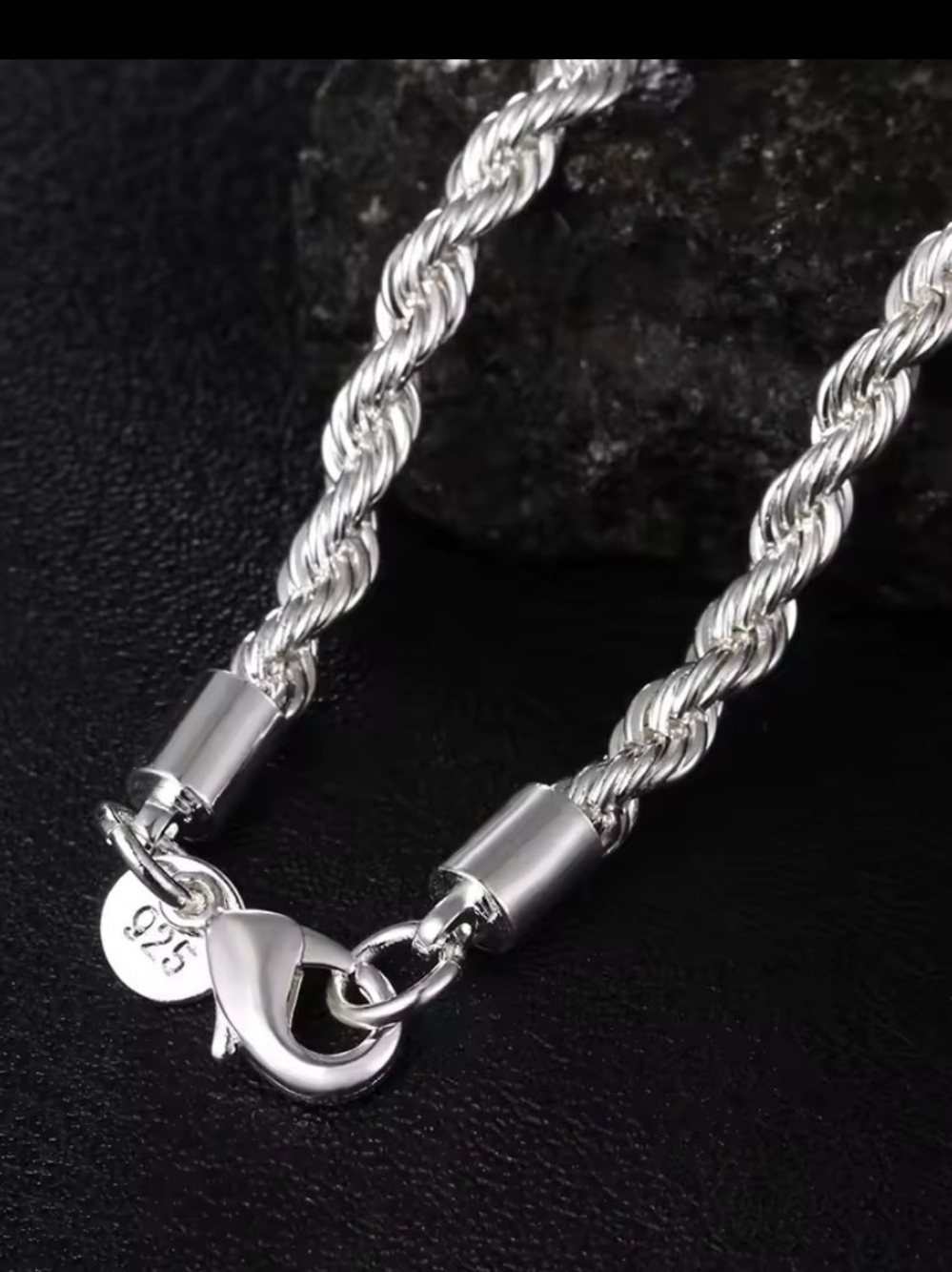Sterling Silver Rope Chain Necklace - Silver - Picture 5 of 5